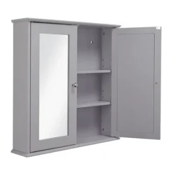 Croydex Ashby Grey Wooden Double Door Mirror Cabinet With FlexiFix 9 Croydex Ashby Grey Wooden Double Door Mirror Cabinet With FlexiFix -Bathroom Furniture wc280031 d2