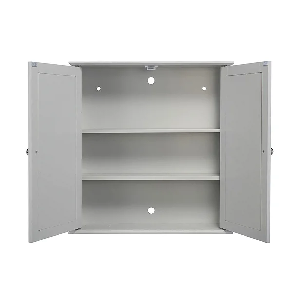 Croydex Ashby Grey Wooden Double Door Mirror Cabinet With FlexiFix 3 Croydex Ashby Grey Wooden Double Door Mirror Cabinet With FlexiFix