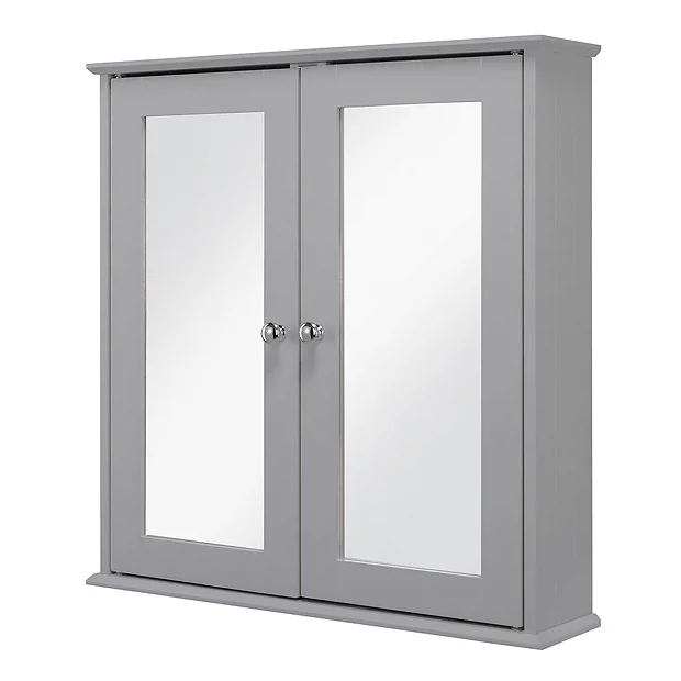 Croydex Ashby Grey Wooden Double Door Mirror Cabinet With FlexiFix 4 Croydex Ashby Grey Wooden Double Door Mirror Cabinet With FlexiFix - Image 2