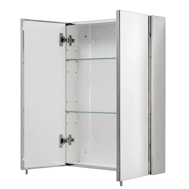Croydex Anton Double Door Stainless Steel Mirrored Bathroom Cabinet 3 Croydex Anton Double Door Stainless Steel Mirrored Bathroom Cabinet