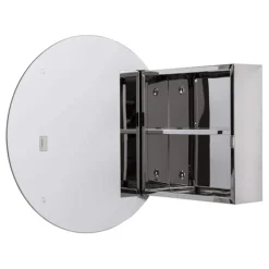 Croydex Severn Circular Door Mirror Cabinet - Stainless Steel -Bathroom Furniture wc836005 n d1