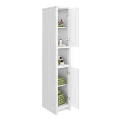 Chatsworth Traditional White Tall Cabinet With Matt Black Handles -Bathroom Furniture whdantbmbd1