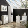 Chatsworth Traditional White Tall Cabinet With Matt Black Handles -Bathroom Furniture whdantbmbd2