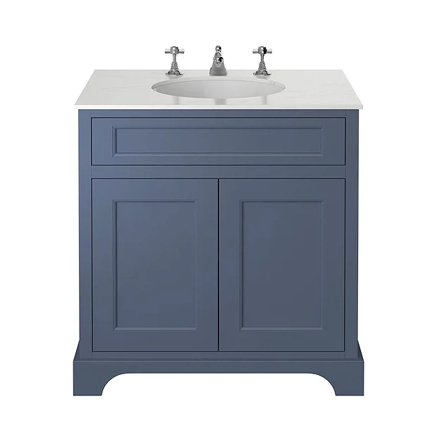 Heritage Wilton Maritime Blue 800mm Freestanding Vanity With White Marble Effect Basin Top 4 Heritage Wilton Maritime Blue 800mm Freestanding Vanity With White Marble Effect Basin Top - Image 2